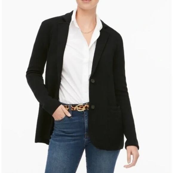 J. Crew Sweaters - J. Crew Two Button Long Sleeve Sweater Blazer Black Size Small